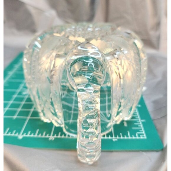 Vintage Lead Crystal Glass Sugar Bowl With Dual Handles Elegant Diamond Point Su - Picture 6 of 6